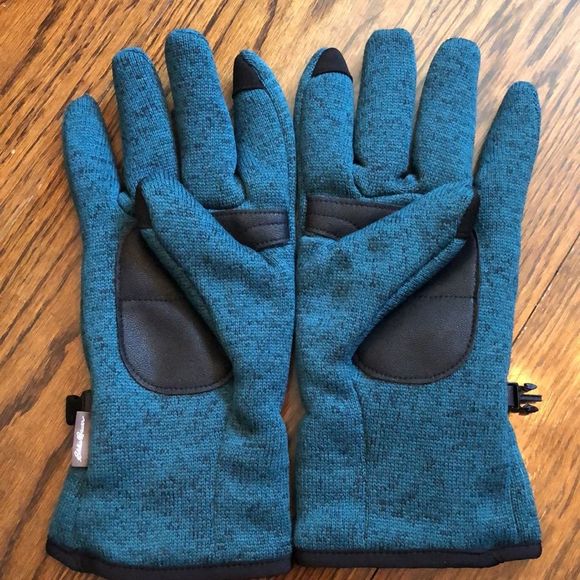 EDDIE BAUER Men’s Knit Touch Finger Turquoise Winter Gloves Size Large XL - Picture 2 of 11